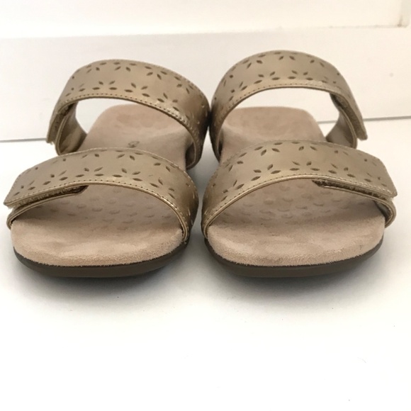 Vionic Randi Orthotic Comfort Slide Sandals Leather Metallic Gold Size 7 - Picture 7 of 16